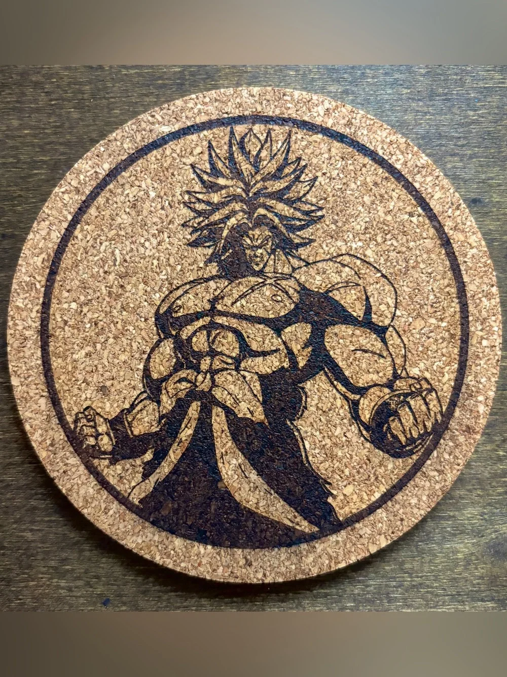 Dragon Ball Z Broly Laser Engraved Cork Coaster